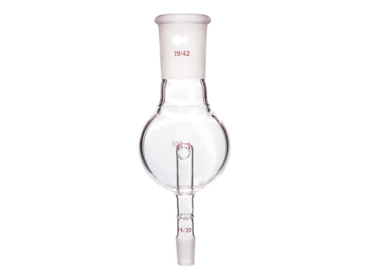 MSE PRO Splash-Proof Balls, Perforated Glass, Upper Mouth: 29/42, Lower Mouth: 14/20, 100mL - MSE Supplies LLC