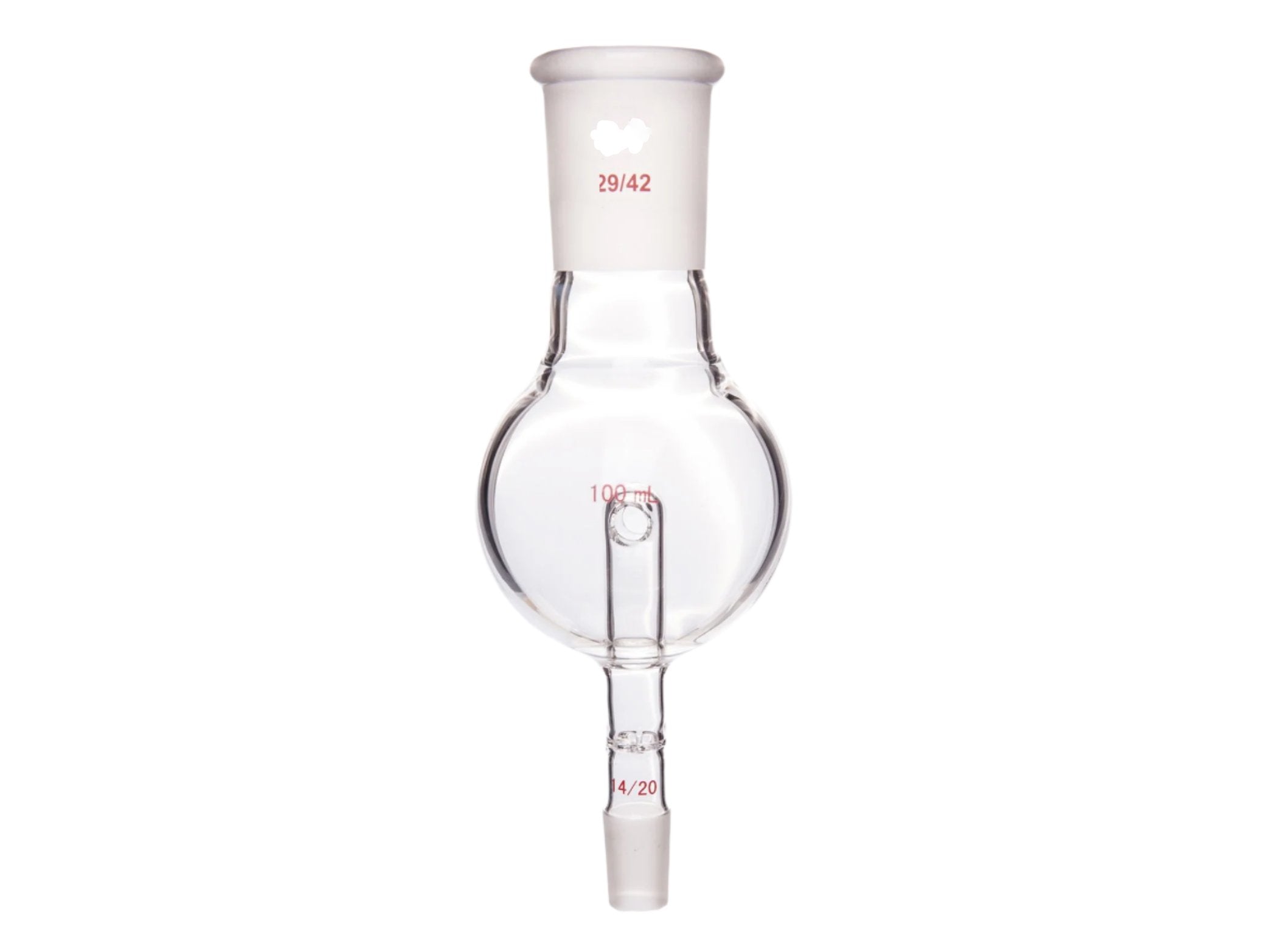MSE PRO Splash-Proof Balls, Perforated Glass, Upper Mouth: 29/42, Lower Mouth: 14/20, 100mL - MSE Supplies LLC
