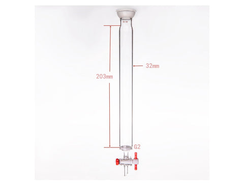 MSE PRO Grinding Mouth Chromatography Column with Sand Plate Ball, φ32mm, Effective Length: 203mm, 2mm Gate Aperture, 35/20