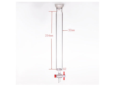 MSE PRO Grinding Mouth Chromatography Column with Sand Plate Ball, φ32mm, Effective Length: 254mm, 2mm Gate Aperture, 35/20