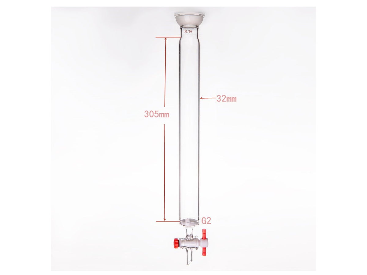 MSE PRO Grinding Mouth Chromatography Column with Sand Plate Ball, φ32mm, Effective Length: 305mm, 2mm Gate Aperture, 35/20