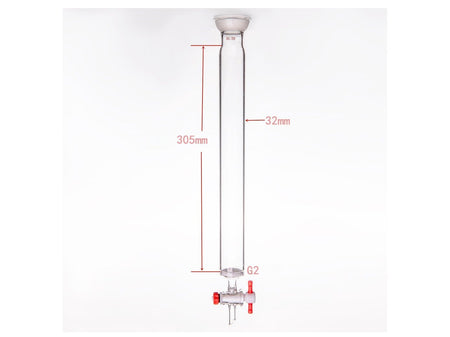 MSE PRO Grinding Mouth Chromatography Column with Sand Plate Ball, φ32mm, Effective Length: 305mm, 2mm Gate Aperture, 35/20