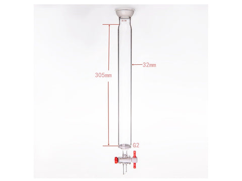 MSE PRO Grinding Mouth Chromatography Column with Sand Plate Ball, φ32mm, Effective Length: 305mm, 2mm Gate Aperture, 35/20
