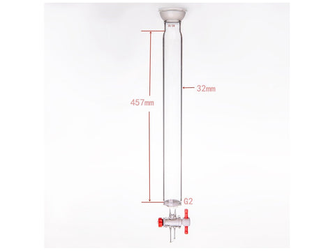 MSE PRO Grinding Mouth Chromatography Column with Sand Plate Ball, φ32mm, Effective Length: 457mm, 2mm Gate Aperture, 35/20 - MSE Supplies LLC