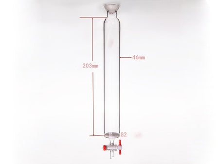 MSE PRO Grinding Mouth Chromatography Column with Sand Plate Ball, φ46mm, Effective Length: 203mm, 2mm Gate Aperture, 35/20 - MSE Supplies LLC
