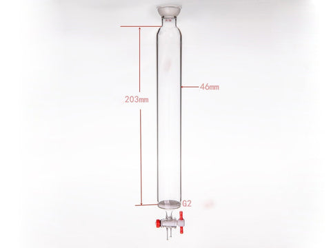 MSE PRO Grinding Mouth Chromatography Column with Sand Plate Ball, φ46mm, Effective Length: 203mm, 2mm Gate Aperture, 35/20 - MSE Supplies LLC