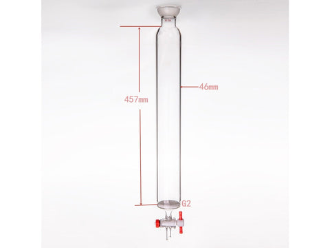 MSE PRO Grinding Mouth Chromatography Column with Sand Plate Ball, φ46mm, Effective Length: 457mm, 2mm Gate Aperture, 35/20