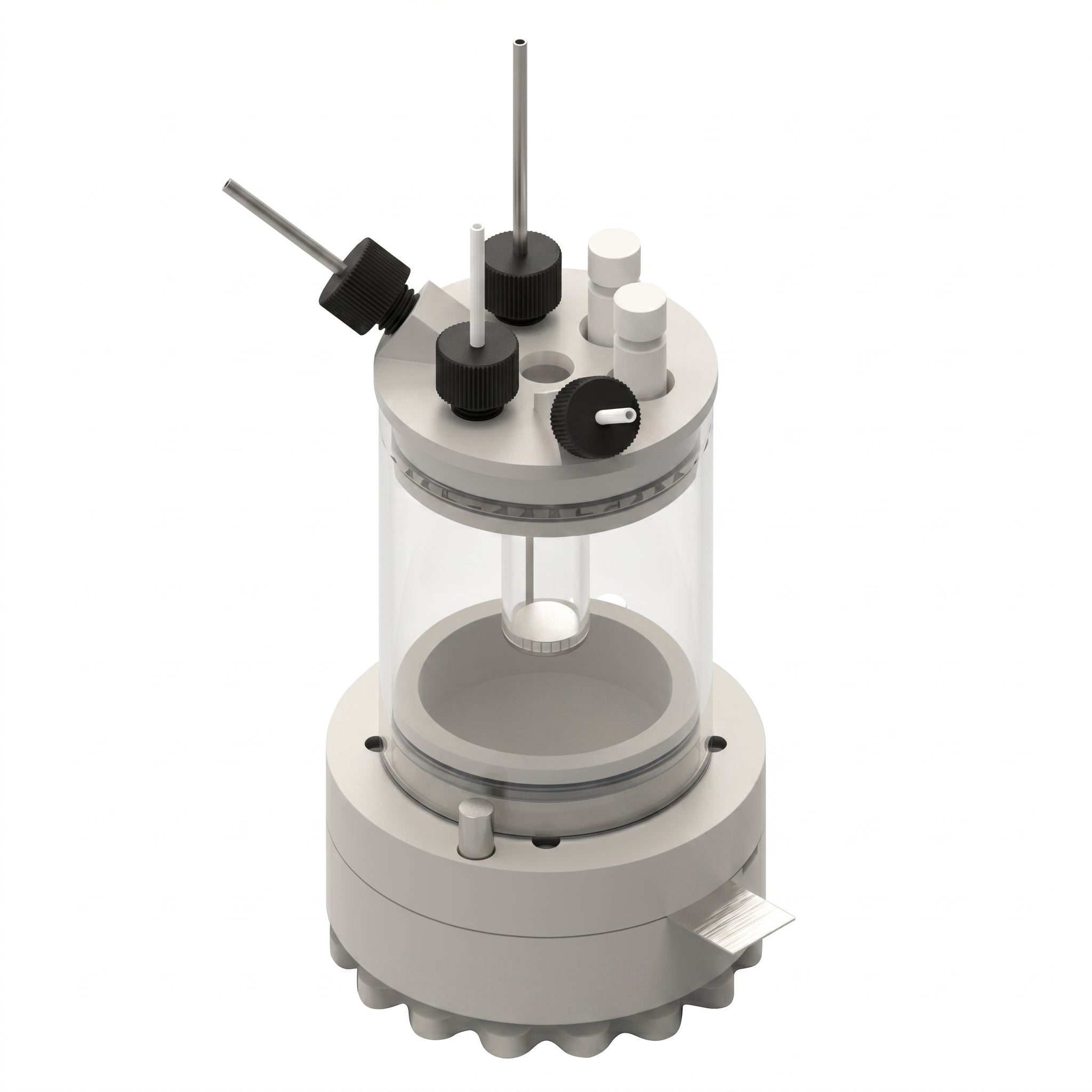 Two-Compartment Bottom Mount Front Contact Electrochemical Cell Setup AI image