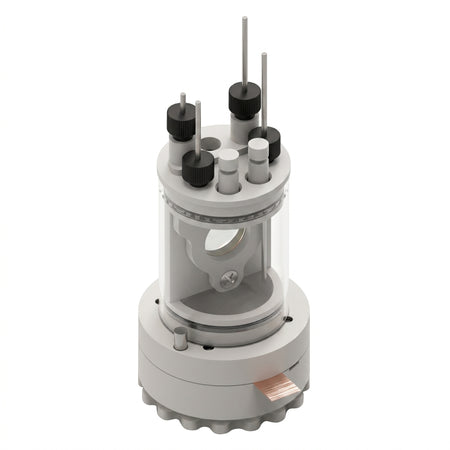 Bottom Mount Front Contact Electrochemical H-Cell Setup AI image