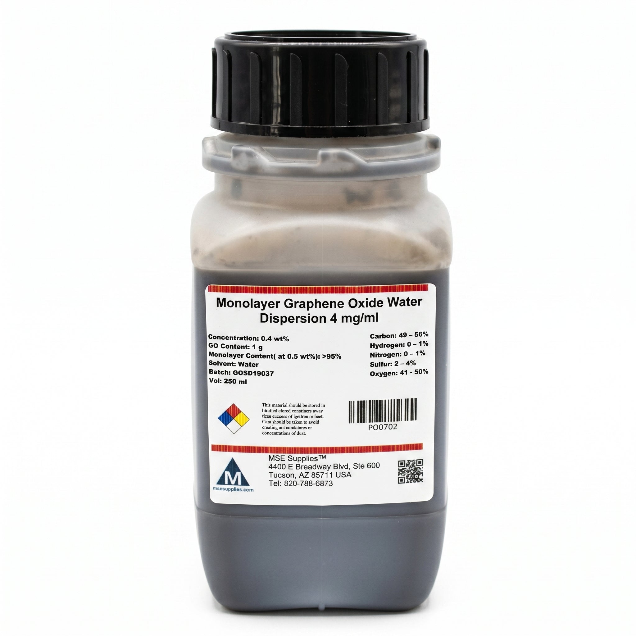 MSE PRO 250 ml Monolayer Graphene Oxide Water Dispersion 4 mg/ml AI image