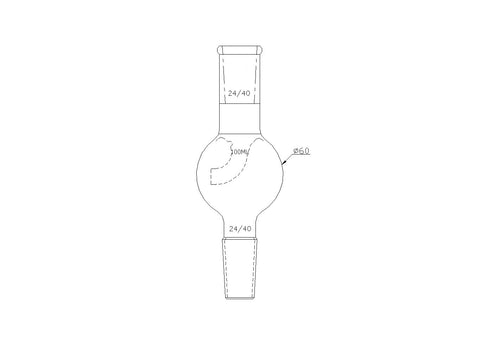 MSE PRO Single Inner Tube Distillation Ball, Upper Mouth: 24/40, Lower Mouth: 24/40, 100mL - MSE Supplies LLC