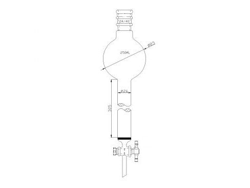 MSE PRO Reinforced Port, with Sand Plate Storage Ball Chromatography Column, 24/40, φ26mm, Effective Length 305mm, Storage Ball Capacity 250mL