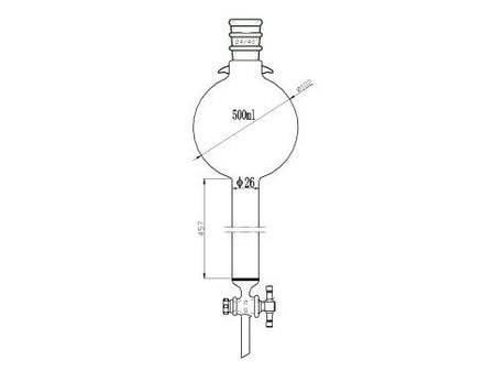 MSE PRO Reinforced port, with Hook, Sand Plate Chromatography Column, 24/40, φ26mm, Effective Length 457mm, Storage Ball Capacity 500mL
