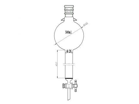 MSE PRO Reinforced port, with Hook, Sand Plate Chromatography Column, 24/40, φ26mm, Effective Length 457mm, Storage Ball Capacity 500mL