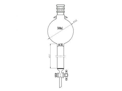 MSE PRO Reinforced port, with Hook, Sand Plate Chromatography Column, 24/40, φ26mm, Effective Length 457mm, Storage Ball Capacity 500mL