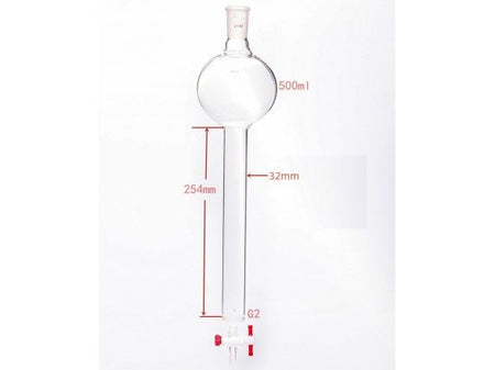MSE PRO Chromatography Column with Sand Plate Storage Ball, 24/40, φ32mm, Effective Length 254mm, Storage Ball Capacity 500mL