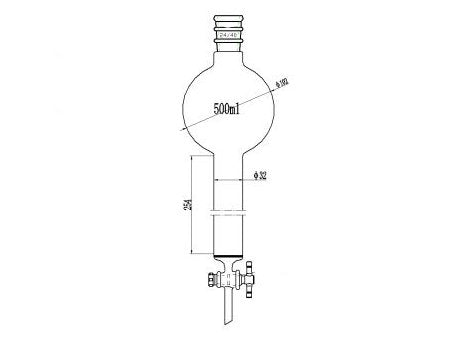 MSE PRO Reinforced Port, with Sand Plate Storage Ball Chromatography Column, 24/40, φ32mm, Effective Length 254mm, Storage Ball Capacity 500mL
