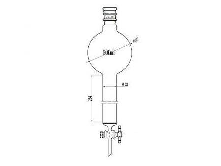 MSE PRO Reinforced Port, with Sand Plate Storage Ball Chromatography Column, 24/40, φ32mm, Effective Length 254mm, Storage Ball Capacity 500mL