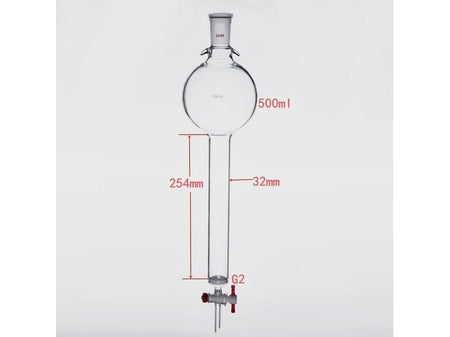 MSE PRO Sand Plate Chromatography Column with Hook, 24/40, φ32mm, Effective Length 254mm, Storage Ball Capacity 500mL
