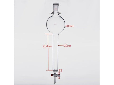 MSE PRO Sand Plate Chromatography Column with Hook, 24/40, φ32mm, Effective Length 254mm, Storage Ball Capacity 500mL
