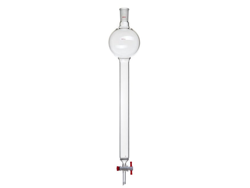 MSE PRO Chromatography Column with Sand Plate Storage Ball, 24/40, φ32mm, Effective Length 305mm, Storage Ball Capacity 500mL - MSE Supplies LLC