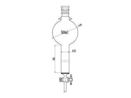 MSE PRO Reinforced port, with Hook, Sand Plate Chromatography Column, 24/40, φ32mm, Effective Length 305mm, Storage Ball Capacity 500mL - MSE Supplies LLC