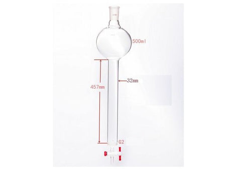 MSE PRO Chromatography Column with Sand Plate Storage Ball, 24/40, φ32mm, Effective Length 457mm, Storage Ball Capacity 500mL