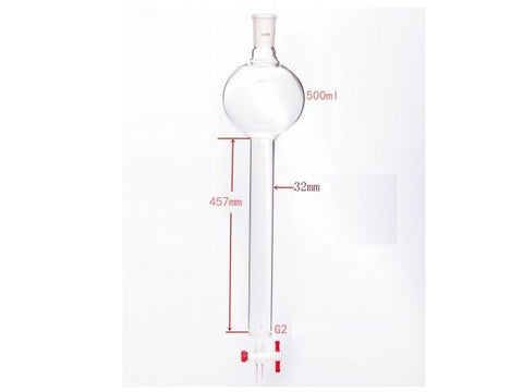 MSE PRO Chromatography Column with Sand Plate Storage Ball, 24/40, φ32mm, Effective Length 457mm, Storage Ball Capacity 500mL