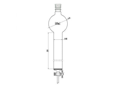 MSE PRO Reinforced Port, with Sand Plate Storage Ball Chromatography Column, 24/40, φ46mm, Effective Length 203mm, Storage Ball Capacity 500mL