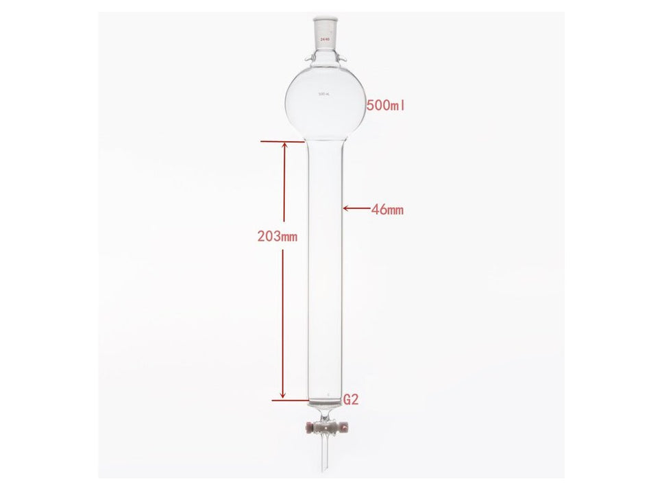 MSE PRO Sand Plate Chromatography Column with Hook, 24/40, φ46mm, Effective Length 203mm, Storage Ball Capacity 500mL