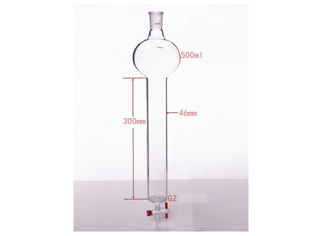 MSE PRO Chromatography Column with Sand Plate Storage Ball, 24/40, φ46mm, Effective Length 305mm, Storage Ball Capacity 500mL