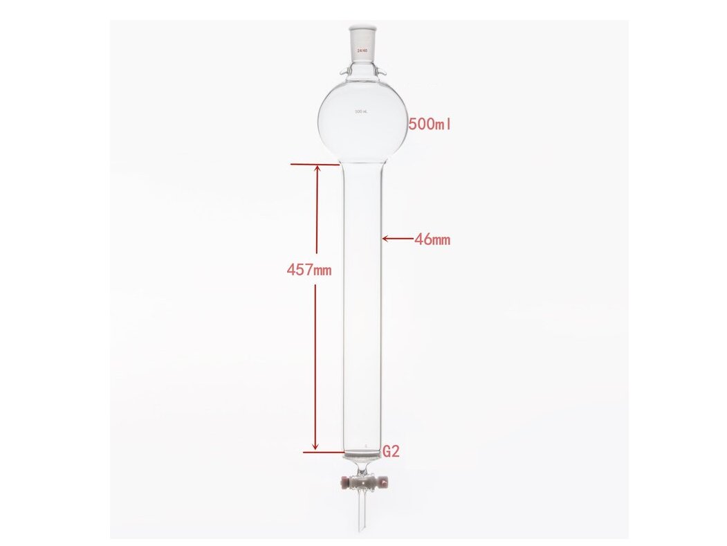MSE PRO Sand Plate Chromatography Column with Hook, 24/40, φ46mm, Effective Length 457mm, Storage Ball Capacity 500mL