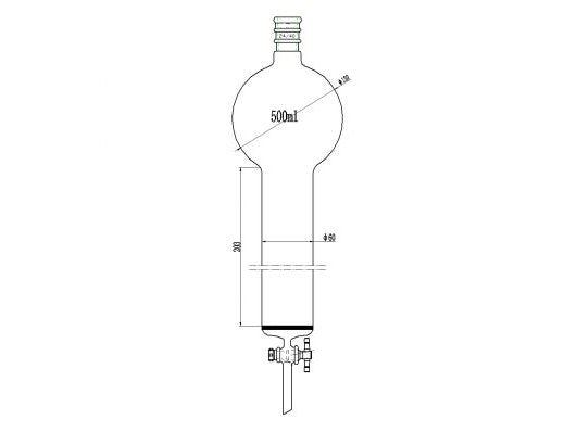 MSE PRO Reinforced Port, with Sand Plate Storage Ball Chromatography Column, 24/40, φ60mm, Effective Length 203mm, Storage Ball Capacity 500mL