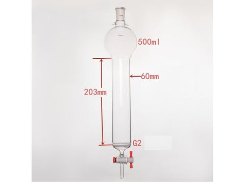 MSE PRO Sand Plate Chromatography Column with Hook, 24/40, φ60mm, Effective Length 203mm, Storage Ball Capacity 500mL