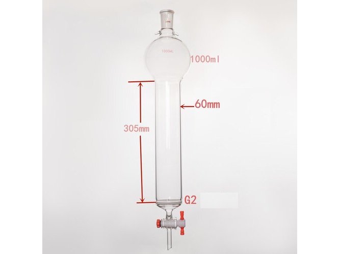 MSE PRO Sand Plate Chromatography Column with Hook, 24/40, φ60mm, Effective Length 305mm, Storage Ball Capacity 1000mL