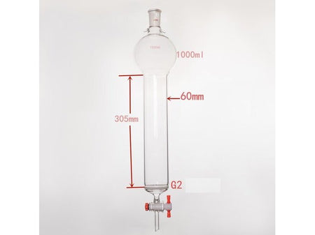 MSE PRO Sand Plate Chromatography Column with Hook, 24/40, φ60mm, Effective Length 305mm, Storage Ball Capacity 1000mL