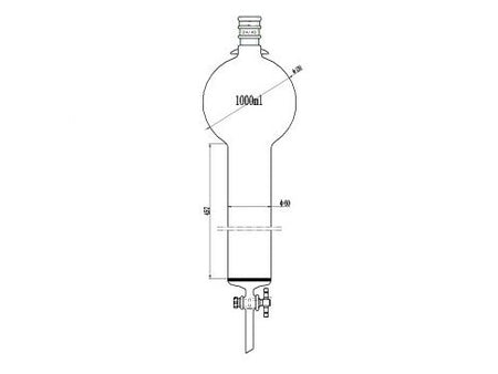 MSE PRO Reinforced port, with Hook, Sand Plate Chromatography Column, 24/40, φ60mm, Effective Length 457mm, Storage Ball Capacity 1000mL