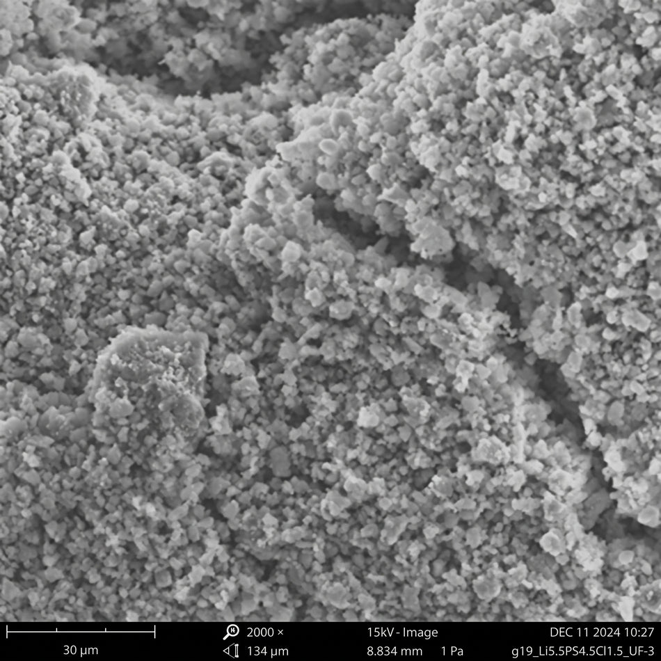 Ampcera® Argyrodite Li5.5PS4.5Cl1.5 Sulfide Solid Electrolyte, Ultra Fine Powder (D50 2~3 um) AI image