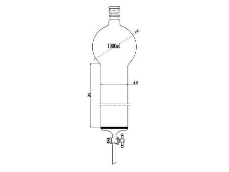 MSE PRO Reinforced Port, with Sand Plate Storage Ball Chromatography Column, 24/40, φ80mm, Effective Length 203mm, Storage Ball Capacity 1000mL
