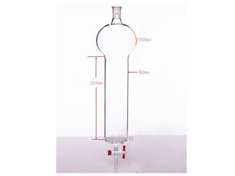 MSE PRO Chromatography Column with Sand Plate Storage Ball, 24/40, φ80mm, Effective Length 254mm, Storage Ball Capacity 1000mL - MSE Supplies LLC