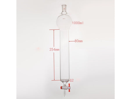 MSE PRO Sand Plate Chromatography Column with Hook, 24/40, φ80mm, Effective Length 254mm, Storage Ball Capacity 1000mL - MSE Supplies LLC