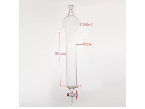 MSE PRO Sand Plate Chromatography Column with Hook, 24/40, φ80mm, Effective Length 305mm, Storage Ball Capacity 1000mL - MSE Supplies LLC
