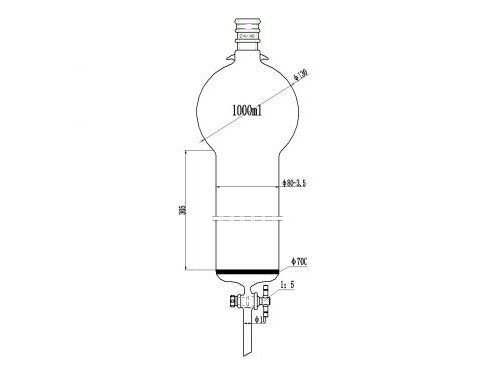 MSE PRO Reinforced port, with Hook, Sand Plate Chromatography Column, 24/40, φ80mm, Effective Length 305mm, Storage Ball Capacity 1000mL - MSE Supplies LLC