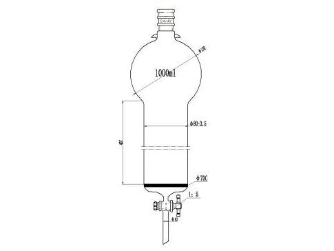 MSE PRO Reinforced port, with Hook, Sand Plate Chromatography Column, 24/40, φ80mm, Effective Length 457mm, Storage Ball Capacity 1000mL - MSE Supplies LLC