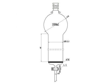 MSE PRO Reinforced port, with Hook, Sand Plate Chromatography Column, 24/40, φ80mm, Effective Length 457mm, Storage Ball Capacity 1000mL - MSE Supplies LLC