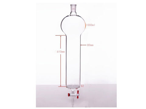 MSE PRO Chromatography Column with Sand Plate Storage Ball, 24/40, φ80mm, Effective Length 610mm, Storage Ball Capacity 1000mL - MSE Supplies LLC