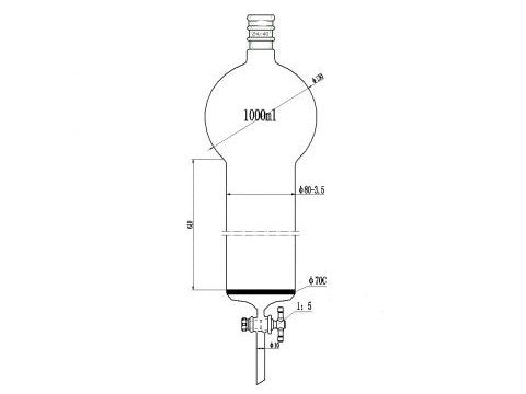 MSE PRO Reinforced Port, with Sand Plate Storage Ball Chromatography Column, 24/40, φ80mm, Effective Length 610mm, Storage Ball Capacity 1000mL - MSE Supplies LLC