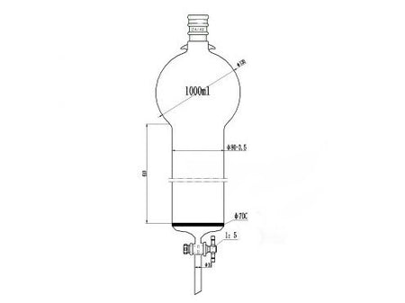MSE PRO Reinforced port, with Hook, Sand Plate Chromatography Column, 24/40, φ80mm, Effective Length 610mm, Storage Ball Capacity 1000mL - MSE Supplies LLC