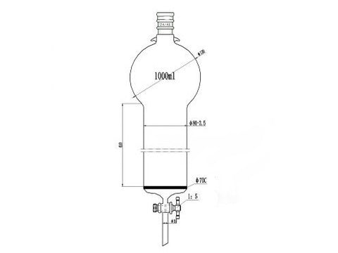 MSE PRO Reinforced port, with Hook, Sand Plate Chromatography Column, 24/40, φ80mm, Effective Length 610mm, Storage Ball Capacity 1000mL - MSE Supplies LLC
