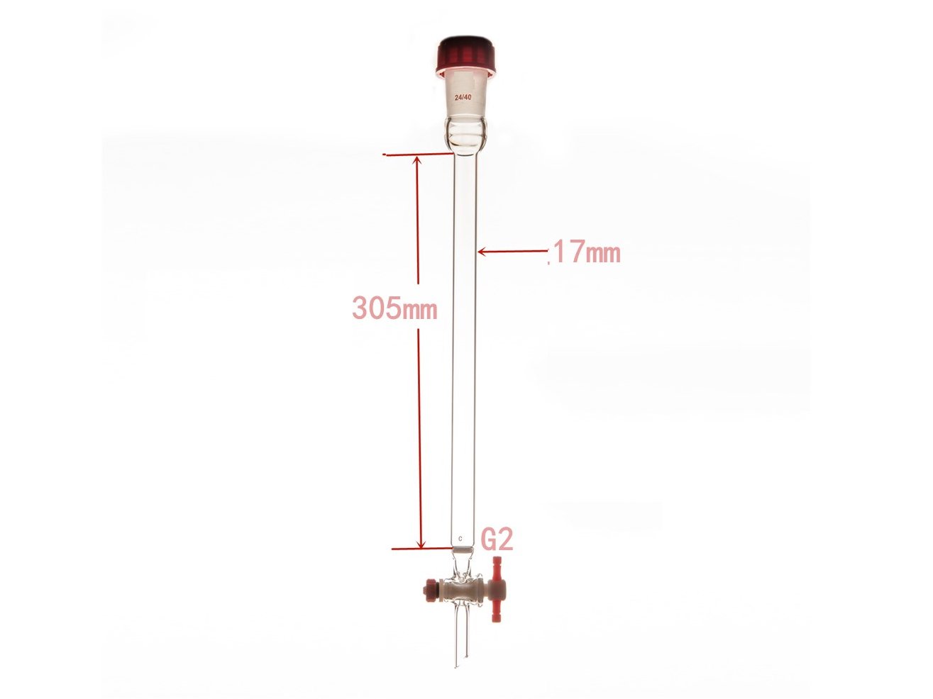 MSE PRO Sand Plate Chromatography Column, External Threads, φ17mm, Effective Length: 305mm - MSE Supplies LLC